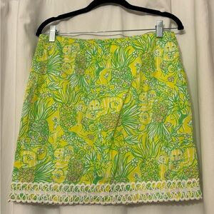EUC Lilly Pulitzer Lavender Skirt in Sweet Tart Yellow Crazy Cat House Lions